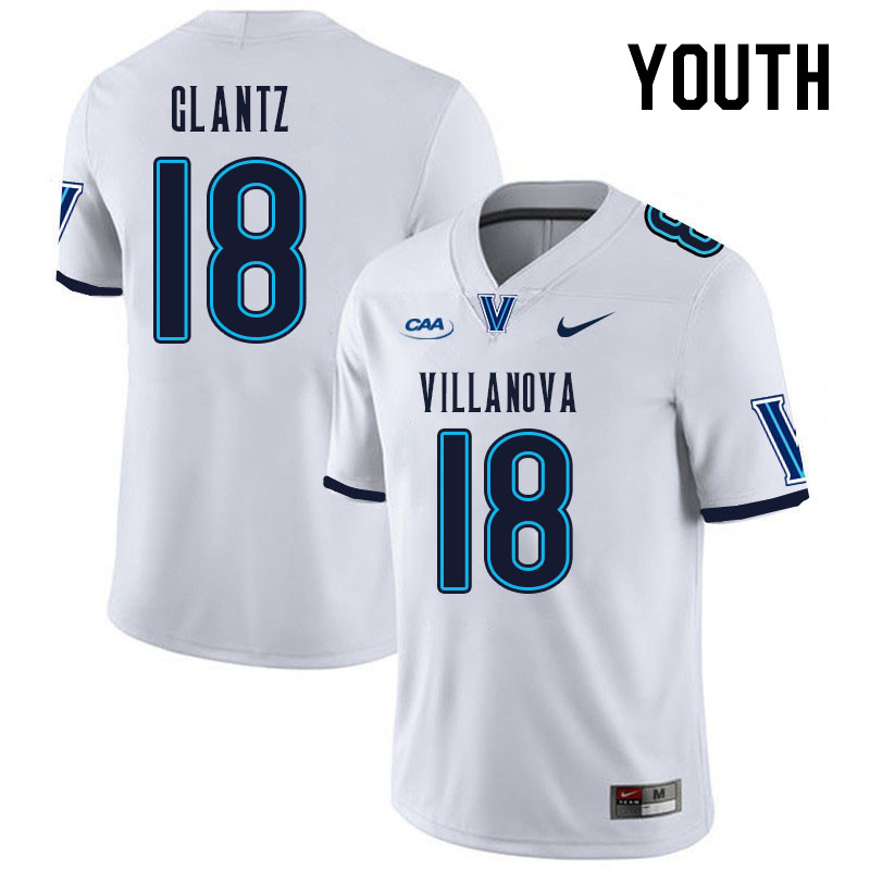 Youth #18 Julian Glantz Villanova Wildcats College Football Jerseys Stitched Sale-White